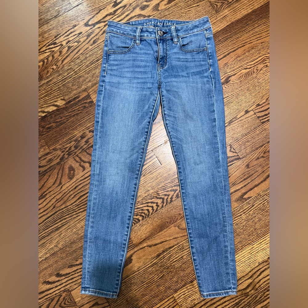 American Eagle Outfitters Blue Skinny Jeans Next Level Stretch 2 Short